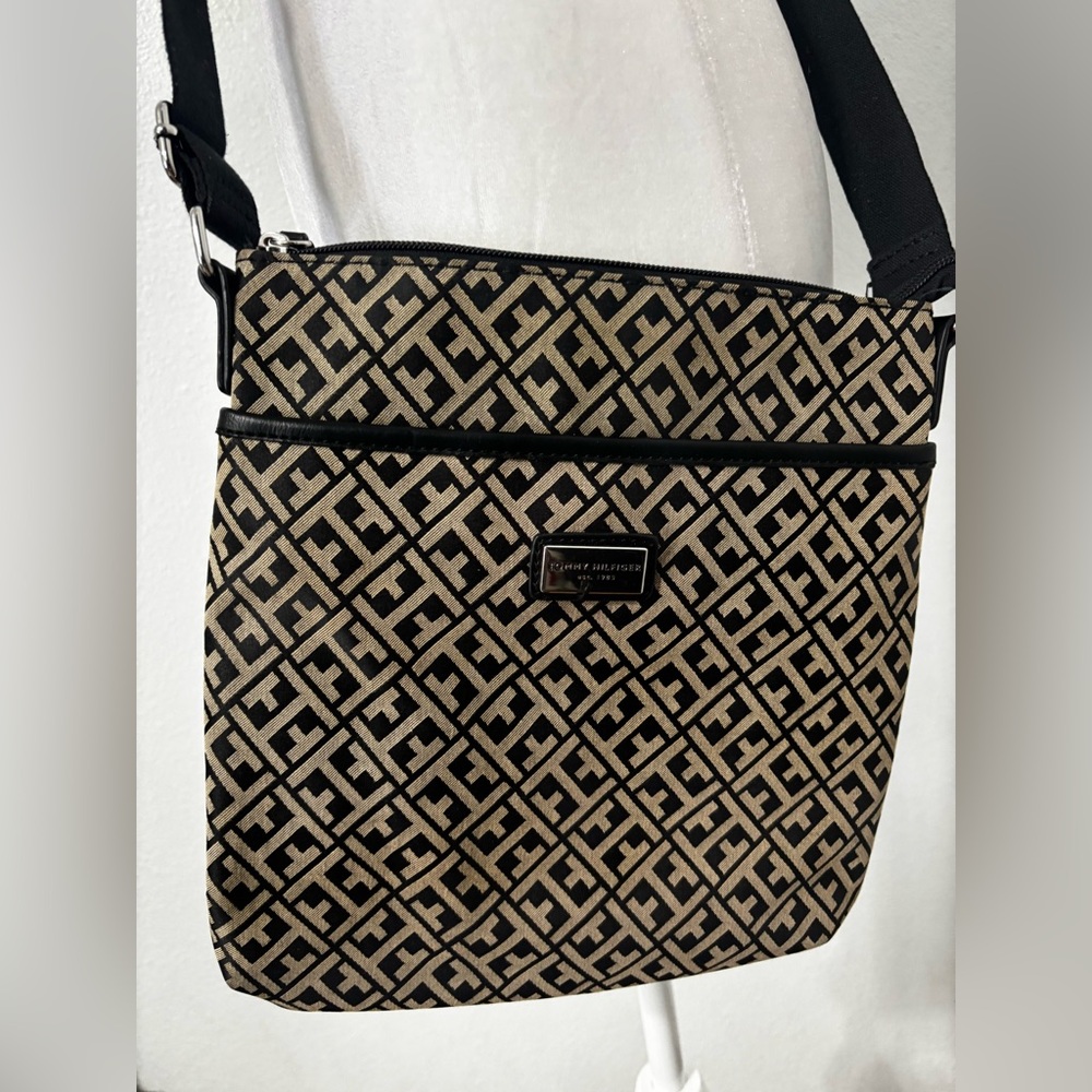 Tommy Hilfiger Signature Monogram Y2K All Over Print Canvas Crossbody Travel Bag